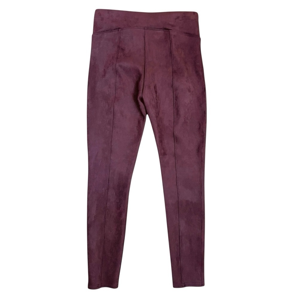 Spanx Stretch Faux Suede Leggings Dark Terracotta Burgundy Size Med New With Tag - Picture 4 of 6